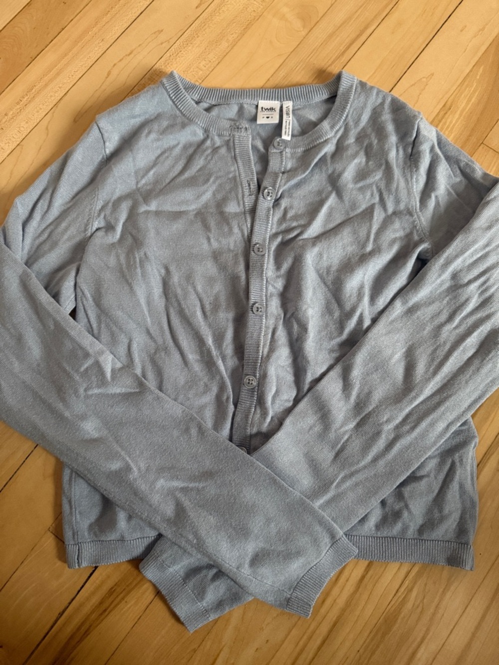 twik Light Blue Crewneck Button Cardigan